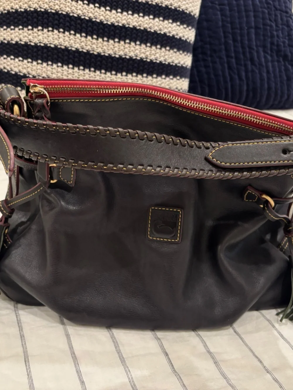 Dooney & Bourke Navy Florentine Hobo with Whipstitched Handle